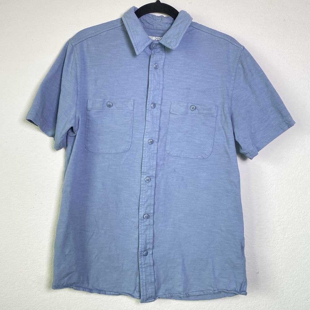 32 Degrees Cool Blue‎ Short Sleeve Button Up Mens Size Small 100% Cotton Casual